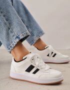  Sneakers Casual cu cusături decorative și benzi laterale Ariesera Albi