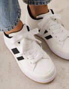  Sneakers Casual cu cusături decorative și benzi laterale Ariesera Albi