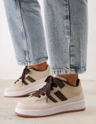  Sneakers Casual cu cusături decorative și benzi laterale Ariesera Bej