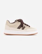  Sneakers Casual cu cusături decorative și benzi laterale Ariesera Bej