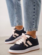  Sneakers Casual cu cusături decorative și benzi laterale Ariesera Bleumarin