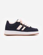  Sneakers Casual cu cusături decorative și benzi laterale Ariesera Bleumarin