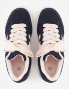 Sneakers Casual cu cusături decorative și benzi laterale Ariesera Bleumarin