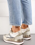  Sneakers Gri-Aurii pe Pană Ascunsă decorați cu Sclipici Yavina