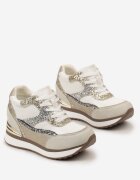  Sneakers Gri-Aurii pe Pană Ascunsă decorați cu Sclipici Yavina