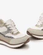  Sneakers Gri-Aurii pe Pană Ascunsă decorați cu Sclipici Yavina