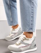  Sneakers Gri-Roz pe Pană Ascunsă Decorați cu Sclipici Yavina