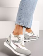  Sneakers Gri-Roz pe Pană Ascunsă Decorați cu Sclipici Yavina