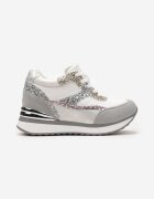  Sneakers Gri-Roz pe Pană Ascunsă Decorați cu Sclipici Yavina