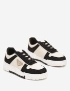  Sneakers Negre cu Talpă Groasă cu Decor Geometric și Zirconii Rexilora