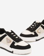  Sneakers Negre cu Talpă Groasă cu Decor Geometric și Zirconii Rexilora