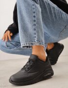  Sneakers Negre cu Talpă Groasă Decorate cu Inserție Transparentă Riosanna