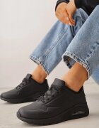  Sneakers Negre cu Talpă Groasă Decorate cu Inserție Transparentă Riosanna