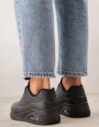  Sneakers Negre cu Talpă Groasă Decorate cu Inserție Transparentă Riosanna