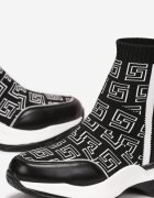  Sneakers Negre cu Talpă Plată și Groasă cu Guler Tip Șosetă Sonvala