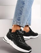  Sneakers Negri cu Cusături Decorative și Șireturi Decorative Taralin