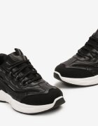  Sneakers Negri cu Cusături Decorative și Șireturi Decorative Taralin