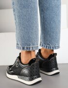  Sneakers Negri cu Fermoar Decorativ și Brant din Piele Hanviera