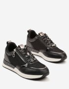  Sneakers Negri cu Fermoar Decorativ și Brant din Piele Hanviera