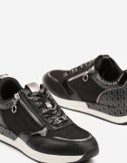  Sneakers Negri cu Fermoar Decorativ și Brant din Piele Hanviera