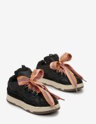  Sneakers Negri cu șireturi decorative și limbă lată Vessy