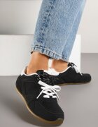  Sneakers Negri cu Șireturi Duble și Cusături Teleritia