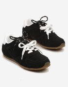  Sneakers Negri cu Șireturi Duble și Cusături Teleritia