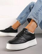  Sneakers Negri pe Talpă Groasă Sub Gleză Kiwiana