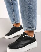  Sneakers Negri pe Talpă Groasă Sub Gleză Kiwiana