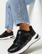  Sneakers Negri pe Talpă Plată cu Cusături Decorative Ysabella