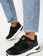  Sneakers Negri pe Talpă Plată cu Cusături Decorative Ysabella