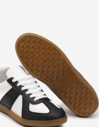  Sneakers Negru-Alb sub Gleznă cu Inserții pe Partea Superioară Uzila