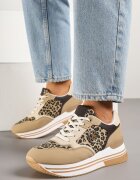  Sneakers panterați pe talpă groasă cu aplicație decorativă Ronivelle