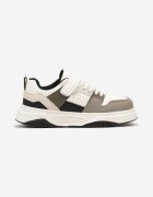  Sneakers Plati Bej închis cu Branț din Piele cu Velcro Milissea