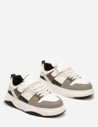  Sneakers Plati Bej închis cu Branț din Piele cu Velcro Milissea