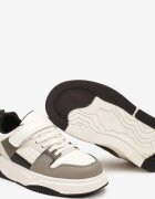  Sneakers Plati Bej închis cu Branț din Piele cu Velcro Milissea