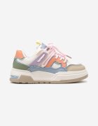  Sneakers Ploate Bej-Roz cu Decor Geometric Evithia