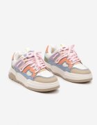  Sneakers Ploate Bej-Roz cu Decor Geometric Evithia