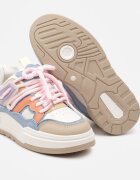  Sneakers Ploate Bej-Roz cu Decor Geometric Evithia