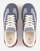  Sneakers retro cu cusături decorative și inserții cu textură de piele întoarsă Isanna Albaștri