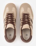  Sneakers retro cu cusături decorative și inserții cu textură de piele întoarsă Isanna Bej închis