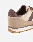  Sneakers retro cu cusături decorative și inserții cu textură de piele întoarsă Isanna Bej închis