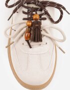  Sneakers retro în stilul tenisilor cu șireturi duble și franjuri Salmisa Bej