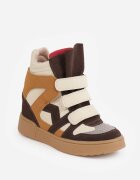  Sneakers retro izolați pe talpă compensată ascunsă cu barete cu scai Penetia Bej