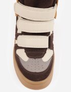  Sneakers retro izolați pe talpă compensată ascunsă cu barete cu scai Penetia Bej