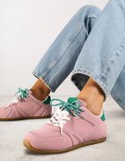  Sneakers roz cu șireturi duble și cusături Teleritia