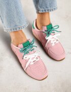  Sneakers roz cu șireturi duble și cusături Teleritia