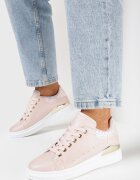  Sneakers roz din Imitație de Piele cu Inserție Metalică și Sclipici Fleuriue