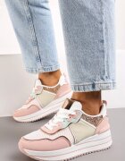  Sneakers Roz pe talpă groasă decorați cu sclipici Petasse