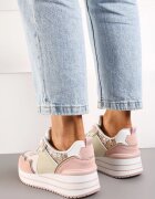  Sneakers Roz pe talpă groasă decorați cu sclipici Petasse